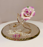 Pink Rose “I Love You” Handcrafted Glass Figurine Gift