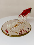 “I Love You” Red Rose Figurine | Handcrafted Glass Rose with Gold Accents