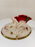 “I Love You” Red Rose Figurine | Handcrafted Glass Rose with Gold Accents