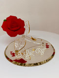 “I Love You” Red Rose Figurine | Handcrafted Glass Rose with Gold Accents