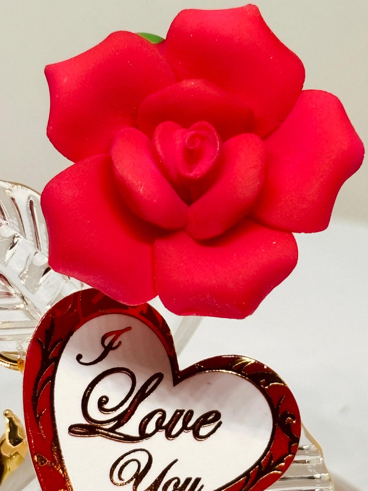 Red Rose “I Love You” Figurine | Handcrafted Glass Romantic Gift