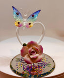 Butterfly Nature’s Beauty Figurine Handcrafted Glass Heart Sculpture with Crystals Romantic Home Decor Gift