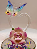 Butterfly Nature’s Beauty Figurine Handcrafted Glass Heart Sculpture with Crystals Romantic Home Decor Gift