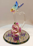 Butterfly Nature’s Beauty Figurine Handcrafted Glass Heart Sculpture with Crystals Romantic Home Decor Gift