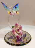 Butterfly Nature’s Beauty Figurine Handcrafted Glass Heart Sculpture with Crystals Romantic Home Decor Gift