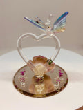 Butterfly on Heart Glass Figurine with Crystals I Love You Romantic Gift