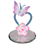 Butterfly “I Love You” Rose Figurine Handcrafted Glass Heart Gift