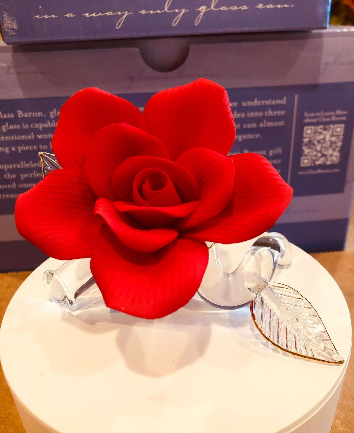 Porcelain Red Rose Figurine, Handcrafted Rose Flower Decor, Romantic Gift