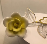 Handmade Yellow Rose, Flower Glass Figurine, Rose for Anniversary, Gift for Her, Valentine's Day Gift, Home Decoration