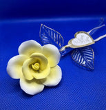 Handmade Yellow Rose, Flower Glass Figurine, Rose for Anniversary, Gift for Her, Valentine's Day Gift, Home Decoration