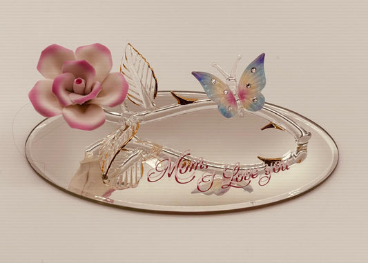 Gift for Mom I Love You Rose Butterfly Figurine Mother’s Day Gift