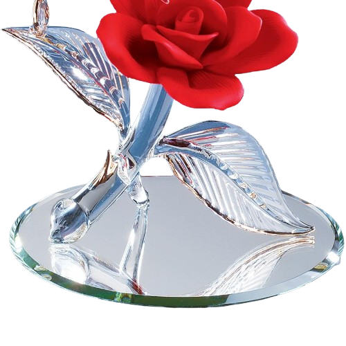 Glass Hummingbird Figurine, Hummingbird and Rose, Bird Decor Statue, Home Garden Decorations, Gift for Her, Mom, Women
