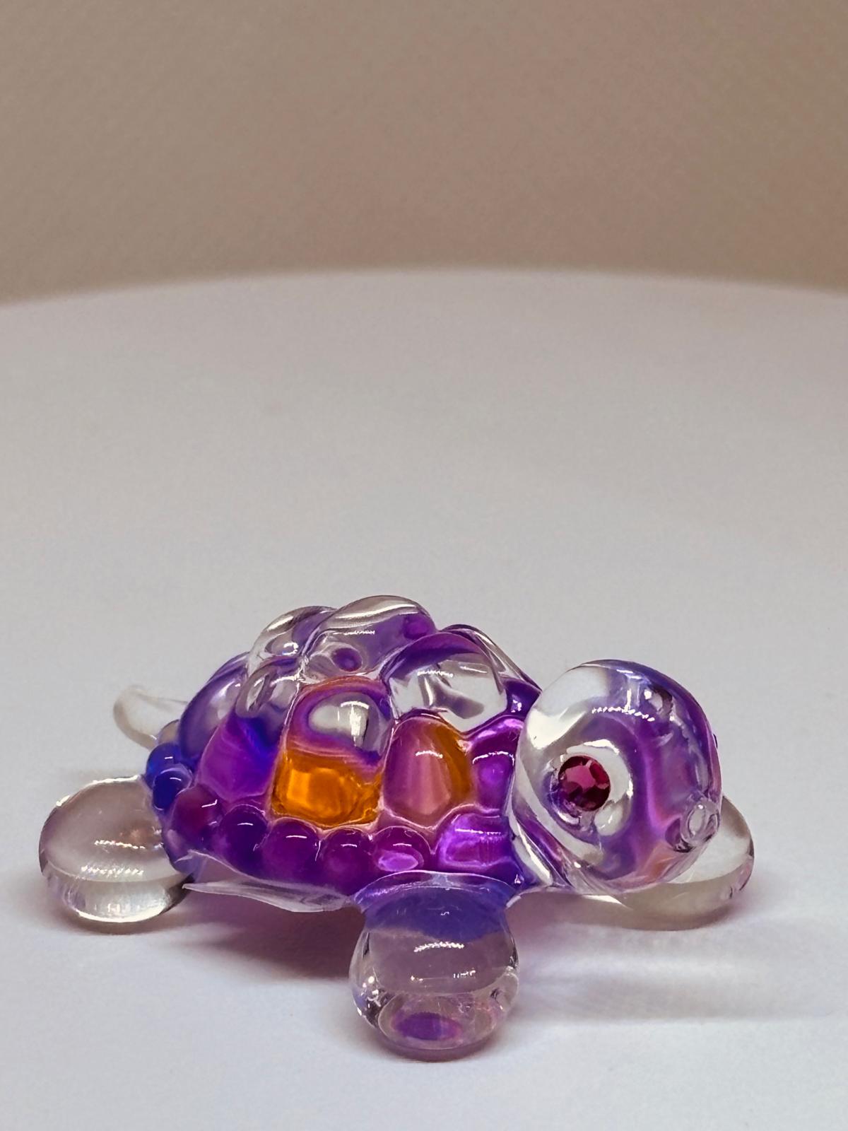 Pink Turtle Figurine | Handcrafted Glass Turtle Decor Gift