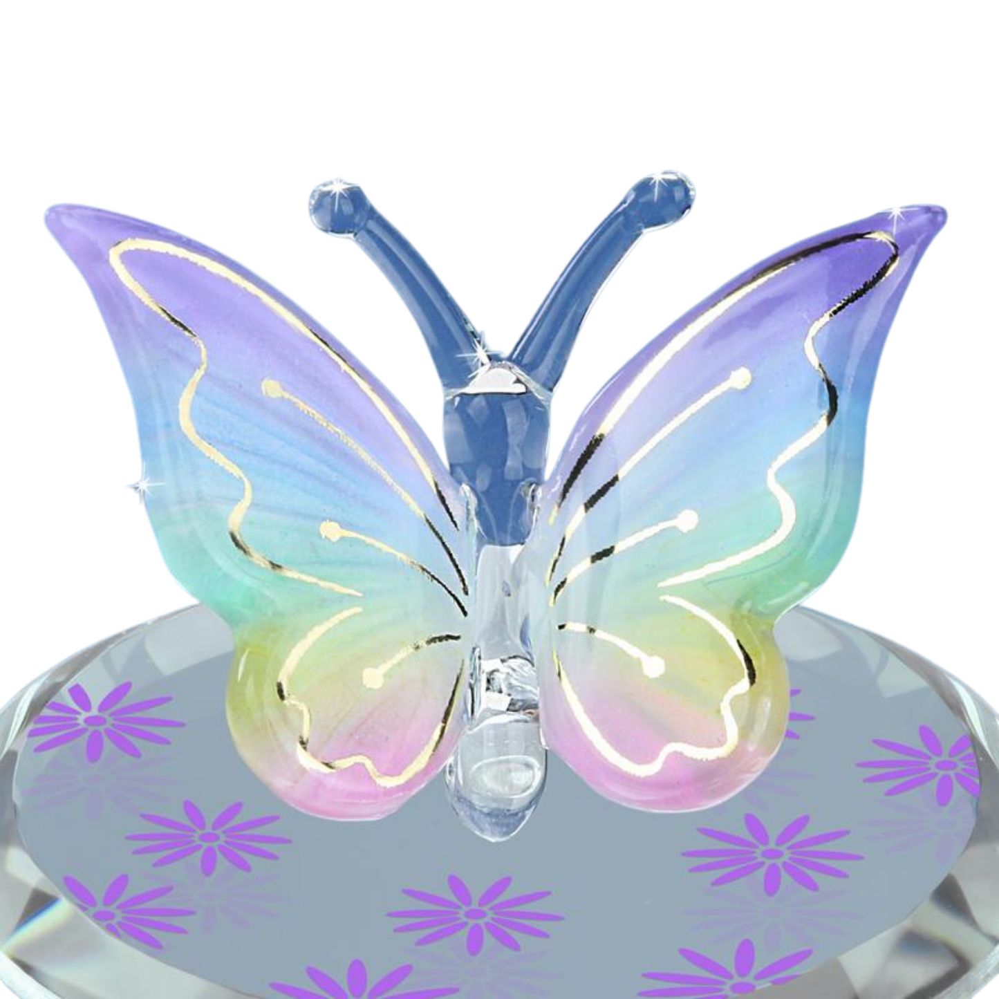 Lavender Rainbow Butterfly Figurine Handcrafted Glass Butterfly Decor