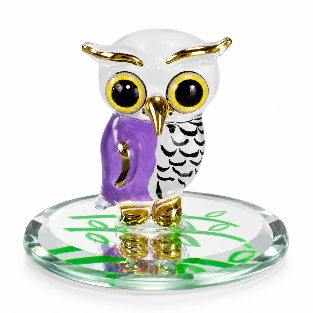 Handcrafted Glass Owl Figurine – Mini Owl Collectible, Bird Lover Gift, Owl Home Decor