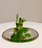 Peace is Good Frog Figurine Handcrafted Glass Frog Collectible