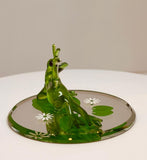 Peace is Good Frog Figurine Handcrafted Glass Frog Collectible