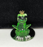Glass Frog Figurine with Crown Kiss Me Frog Prince Gift Decor