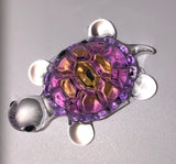 Pink Turtle Figurine – Handcrafted with Crystals & Airbrushed Detail