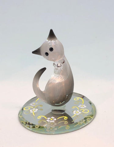 Siamese Cat Glass Figurine Cute Gift for Cat Lovers