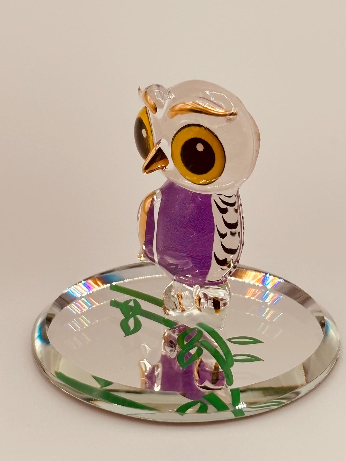 Glass Owl Figurine, Handcrafted Bird Decor, Owl Lover Gift, Owl Home Decor