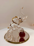 Elephant with Red Ball – Handcrafted Glass Figurine with Crystals & Gold