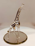Glass Giraffe Figurine Handcrafted Gold Trimmed Animal Decor
