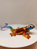 Handcrafted Glass Gecko Figurine | Kona Gecko with Crystals and Air Brushing