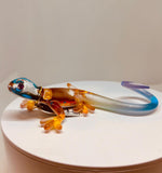 Handcrafted Glass Gecko Figurine | Kona Gecko with Crystals and Air Brushing