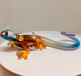 Handcrafted Glass Gecko Figurine | Kona Gecko with Crystals and Air Brushing