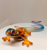 Handcrafted Glass Gecko Figurine | Kona Gecko with Crystals and Air Brushing