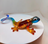 Handcrafted Glass Gecko Figurine | Kona Gecko with Crystals and Air Brushing