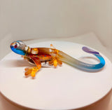 Handcrafted Glass Gecko Figurine | Kona Gecko with Crystals and Air Brushing