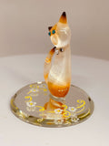 Tabby Cat Figurine Handcrafted Glass Cat Collectible Gift