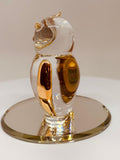 Clear and Gold Owl Figurine | Handcrafted Glass Owl with Gold Accents