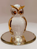 Clear and Gold Owl Figurine | Handcrafted Glass Owl with Gold Accents