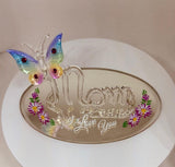 I Love You Mom Figurine with Butterfly | Handcrafted Glass Gift for Mother’s Day