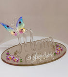 I Love You Mom Figurine with Butterfly | Handcrafted Glass Gift for Mother’s Day