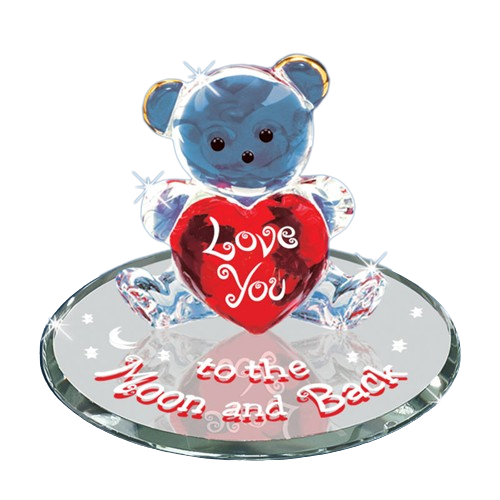 Glass Baron Bear and Red Heart Figurine To the Moon and Back