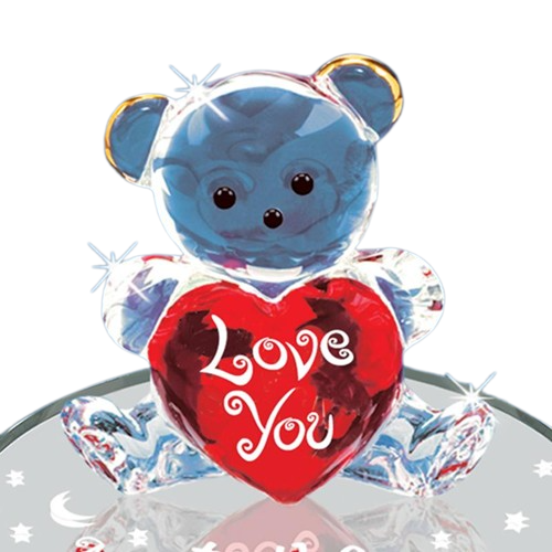 Glass Baron Bear and Red Heart Figurine To the Moon and Back