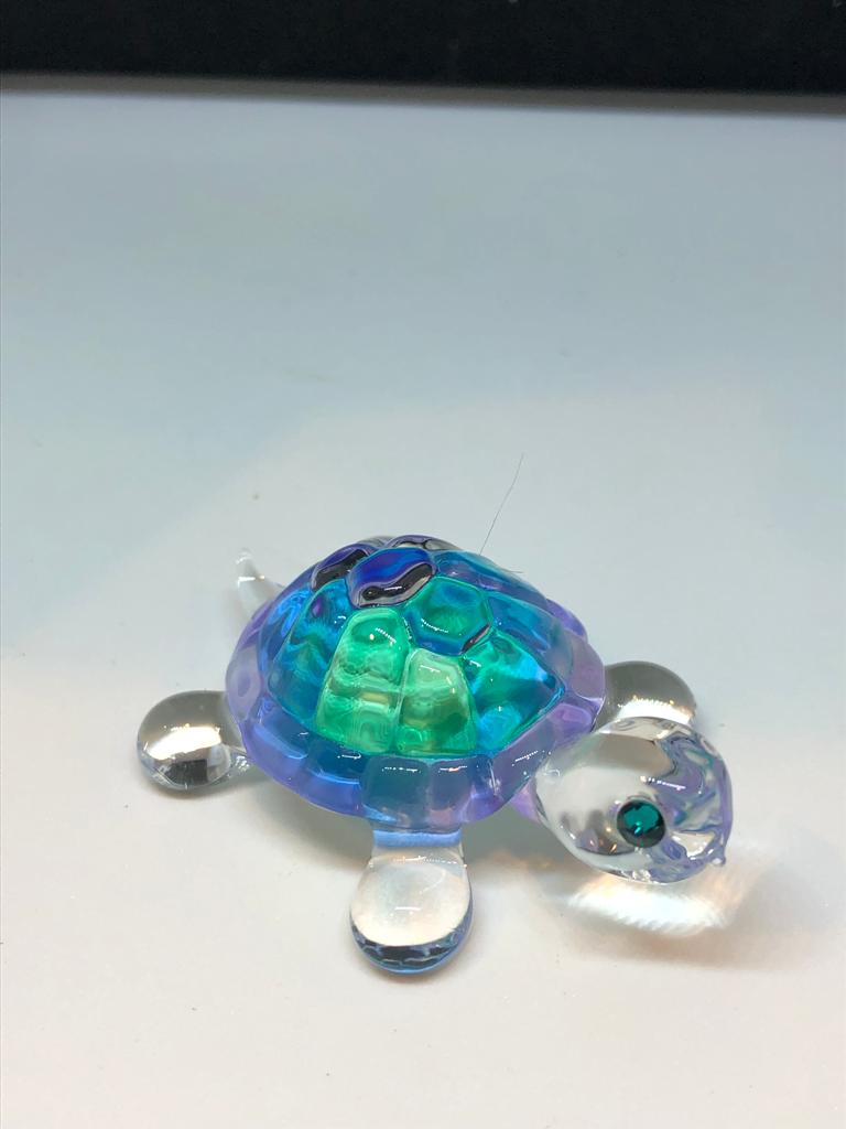 Glass Baron Blue Turtle Figurine Accented with Crystals Accents