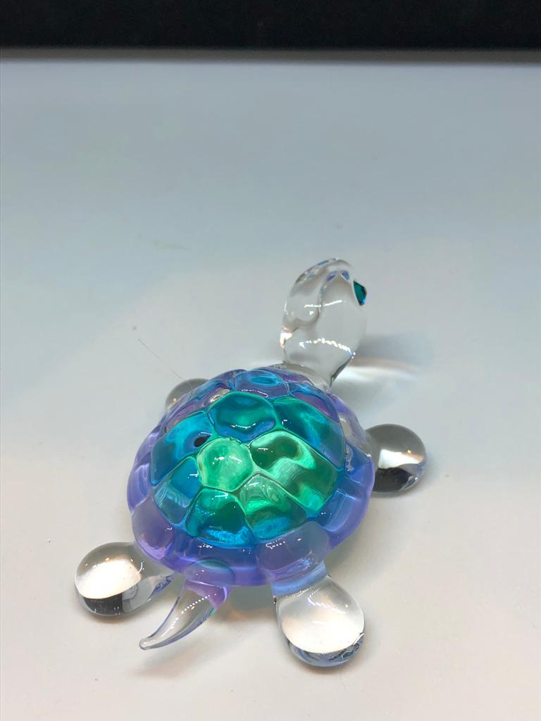 Glass Baron Blue Turtle Figurine Accented with Crystals Accents