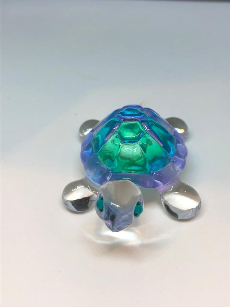 Glass Baron Blue Turtle Figurine Accented with Crystals Accents