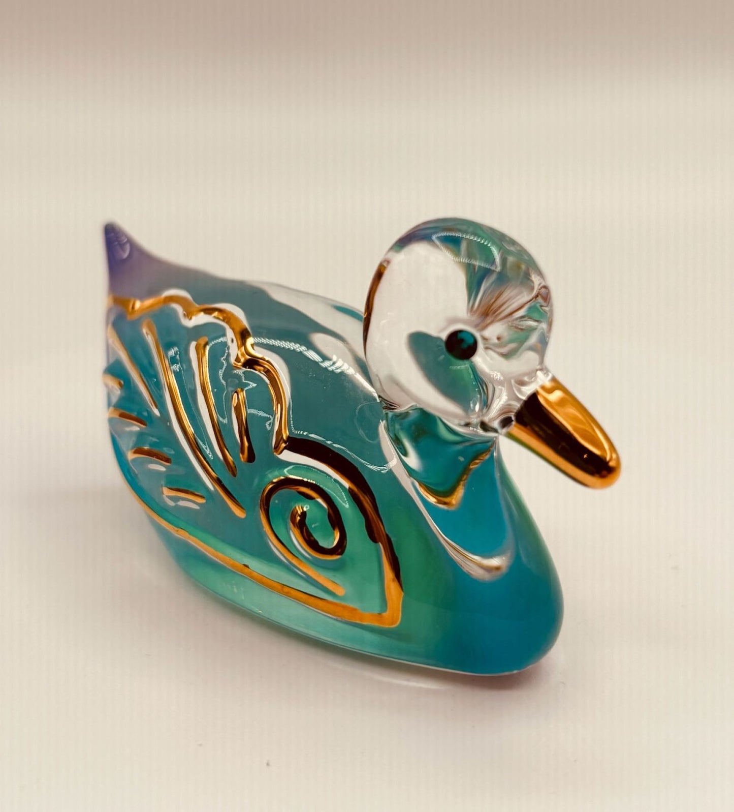 Glass Duck Figurine Duck Lover Gift, Handcrafted Glass Bird Collectible