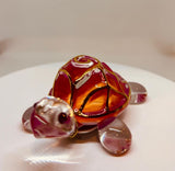 Sunrise Turtle Figurine Handcrafted Glass Turtle with Crystals & 22Kt Gold Accents