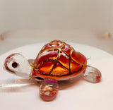Sunrise Turtle Figurine Handcrafted Glass Turtle with Crystals & 22Kt Gold Accents