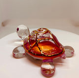 Sunrise Turtle Figurine Handcrafted Glass Turtle with Crystals & 22Kt Gold Accents