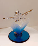 Sea Turtle on Blue Coral Handcrafted Glass Figurine with Crystals & Gold