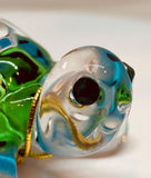 Caribbean Blue Glass Turtle Figurine with Crystal Eyes Ocean Sea Life Décor