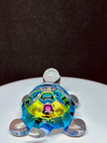 Tie-Dye Turtle Figurine Handcrafted Glass Art with Green Crystal Eyes